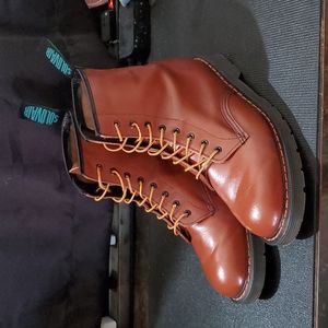 Made in England Solovair 11UK 12US Copper Orange 8 Eyelet Derby Boot Red Stitch